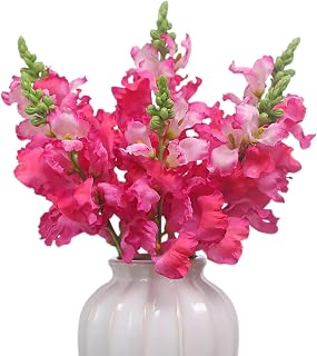 Firlar Snapdragon Artificial Flowers Set of 6, Real Touch Antirrhinum Silk Flowers, 16.14 Inch Spring Fake Flower Bouquet for Home Garden Wedding Decor Floral Arrangement (C)