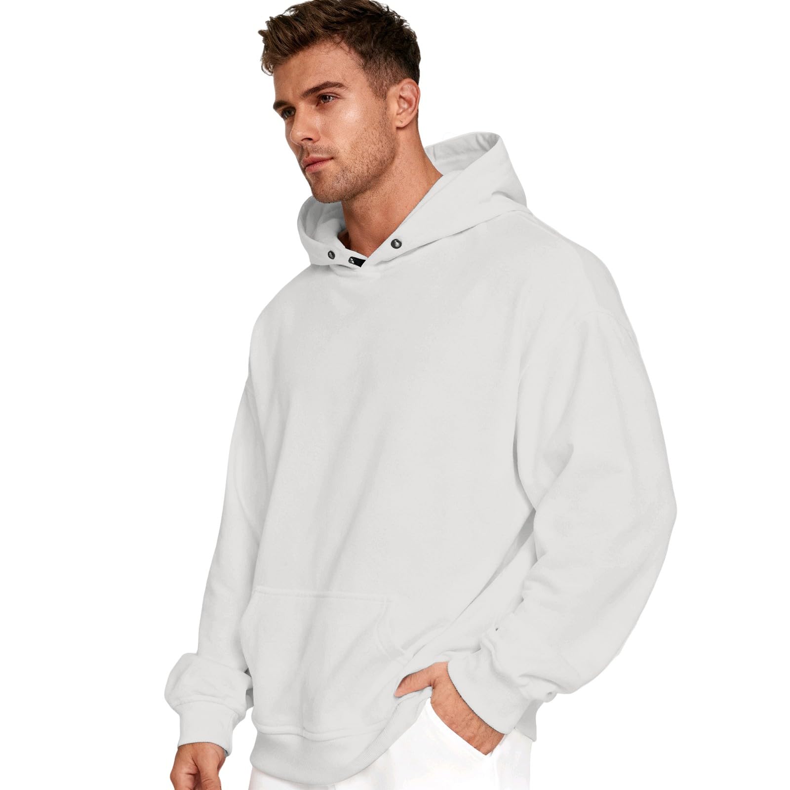 Top Manga Larga Hombre Sudadera Ancha De Color Liso Estilo Americano, Informal Y Otoño E Invierno. Sin Mangas (Grey, XL) Camisetas Ropa Verano Casual para Camisa Impermeable Chaqueta