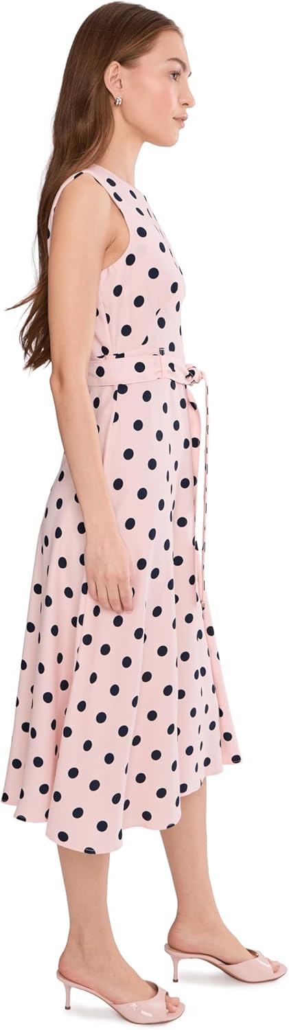 Calvin Klein Women's Sleeveless Round Neck Belted A-line Midi Dress
