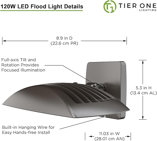 Miniatura 2 de TIERONE Luz de inundación LED para exteriores con fotocélula del atardecer al amanecer, luz de seguridad para exteriores de 75 W, para jardines,