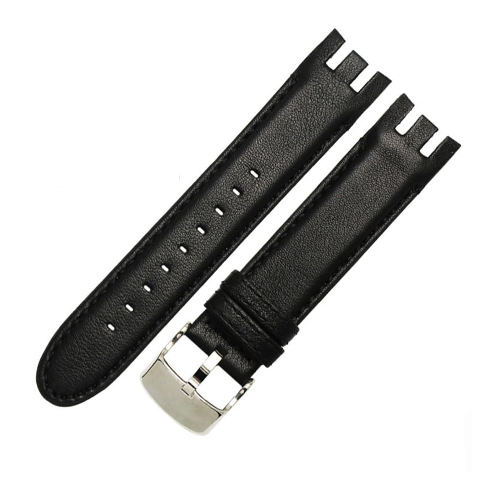 YINGO Pulsera De Reloj Cuero Genuino For Hombre, Correa Extremo Curvado 21mm, Compatible Con Modelos Swatch YRS403 412 402G