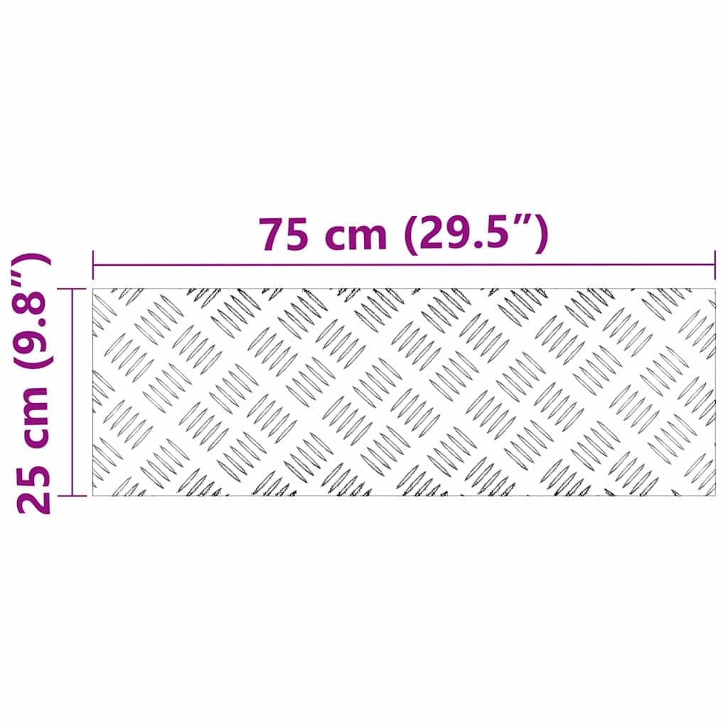 Stopnie schodowe, 4 sztuki, srebrne, 75 x 25 cm, aluminium | Antypoślizgowa, kwadratowa konstrukcja, do użytku wewnątrz i na zewnątrz, łatwa pielęgnacja