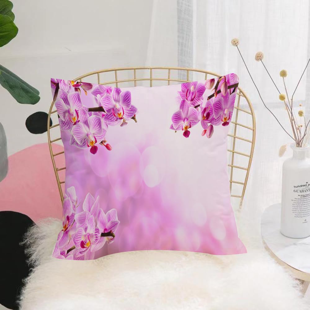 Hyosxw Spa Decor, Wild Orchid Petals In A Monochro - A8 Cushion Cover,Throw Pillow Case Home Decorative For Living Room Bedroom Sofa Chair 18X18 Inch,Spa Decor, Wild Orchid Petals In A Monochro Bouquet,Pillowcase 45X45cm