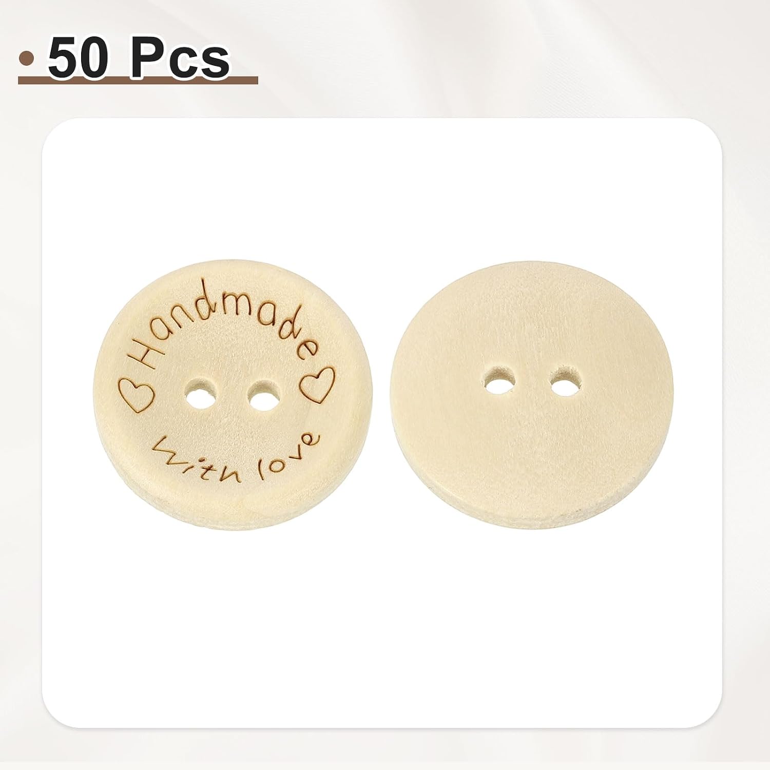 HARFINGTON 50pcs 2 Hole Craft Sewing Button 20mm Handmade Wood Replacement Round Buttons for Clothing Decoration DIY Accessories, Yellow image 3