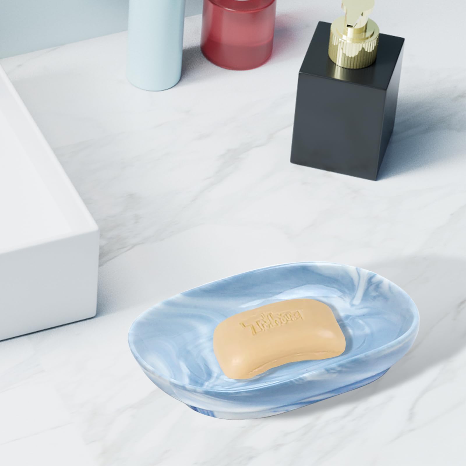 2 sztuki ceramicznej mydelniczki, antypoślizgowy uchwyt na mydło z marmuru, elegancki owalny wzór z antypoślizgowym dnem, pojemnik na mydło, dozownik mydła, podstawka na mydło do umywalki, łazienki