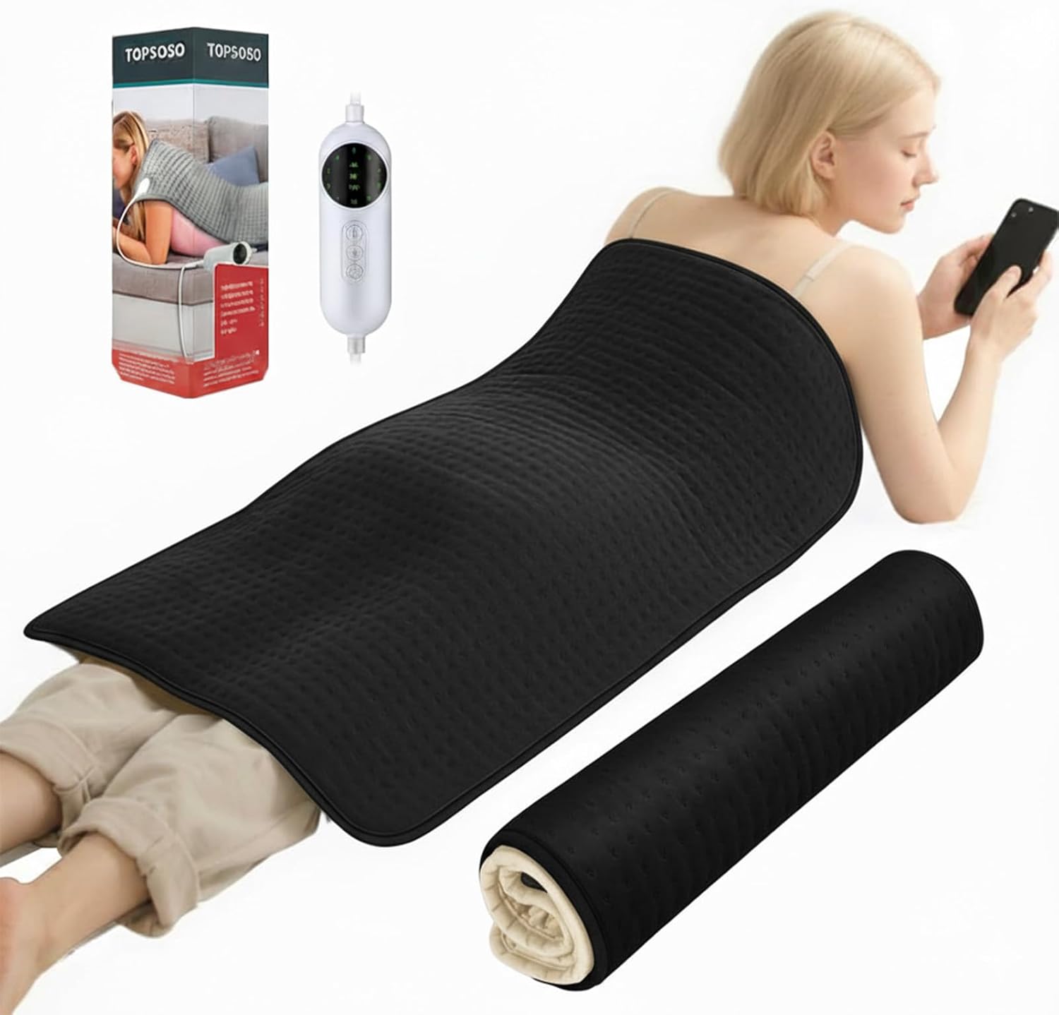 Heating pad for Back Portable Heating pad Heat pad for Neck and Shoulders and Back,Gift for Women Men (B-Black & White 20×40, 20×40 Inch)