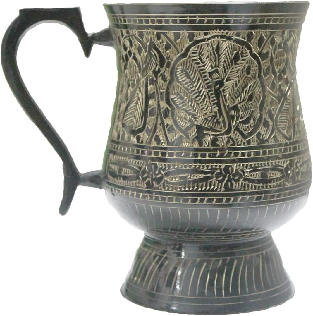 PARIJAT HANDICRAFT Moscow mule brass mugs -100% handcrafted pure solid brass mugs capacity- 18 oz.