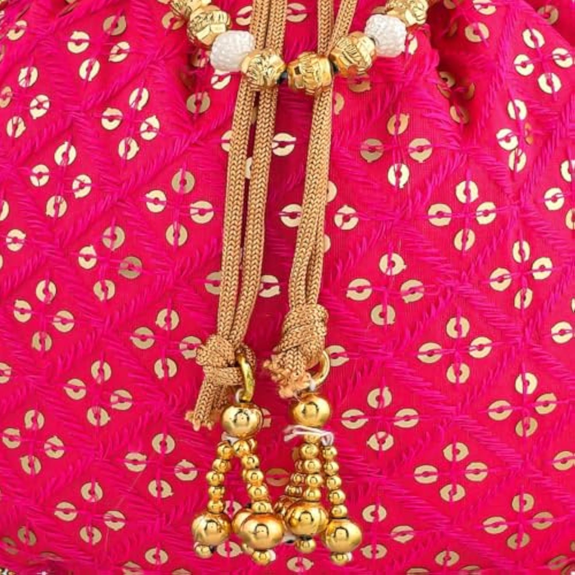 Silk Wedding Potli with Drawstring Closure for Gifting