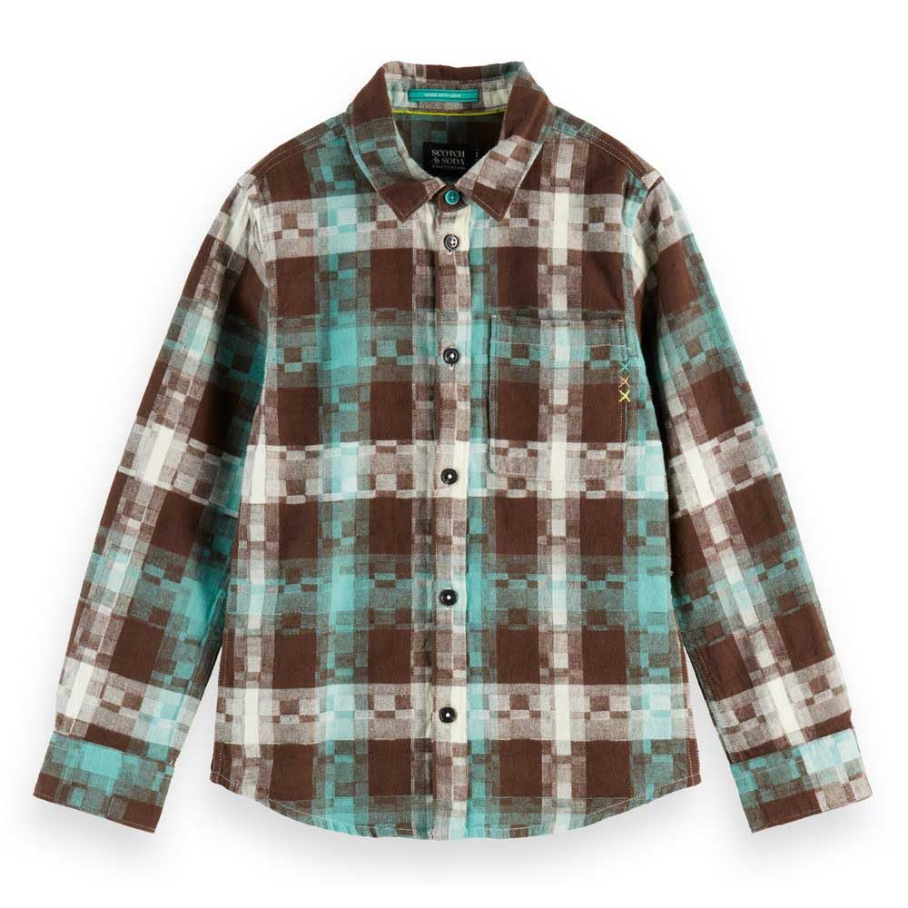Scotch & Soda Flannel Checked Long Sleeve Shirt 14 Years Green