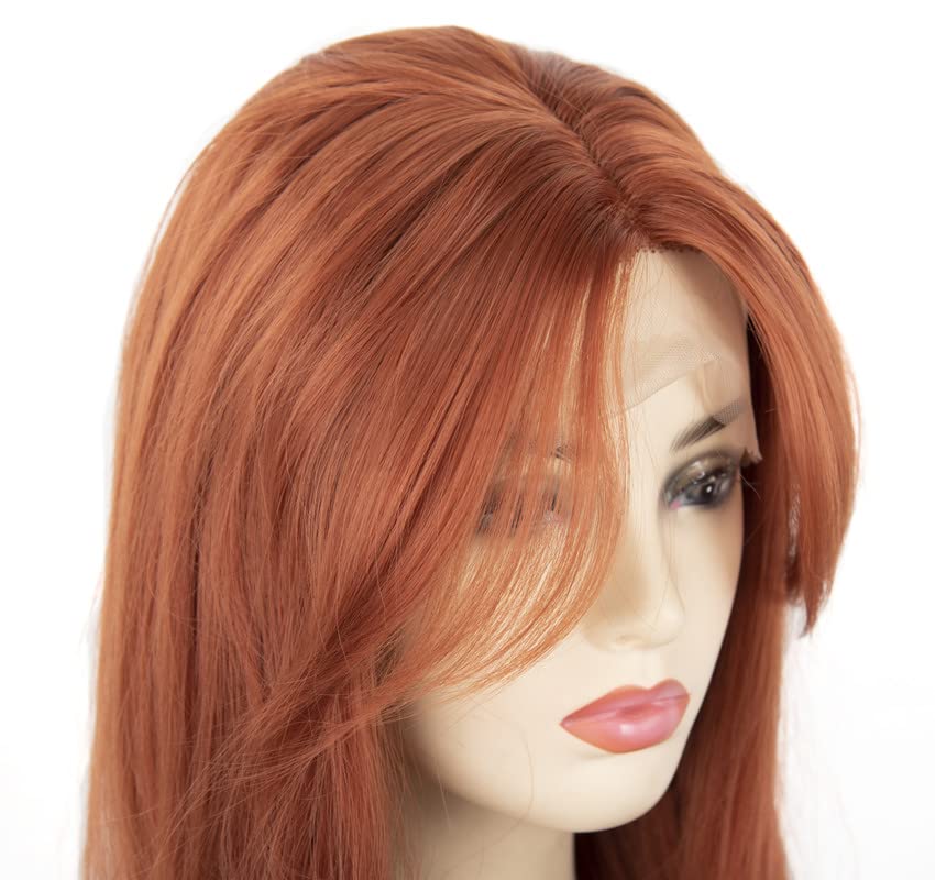 Miniatura 4 de vedar VEDAR-806 - Pelucas de encaje frontal de cobre para mujer, peluca de encaje frontal sintética rojo cobre con flequillo, parte media, sin