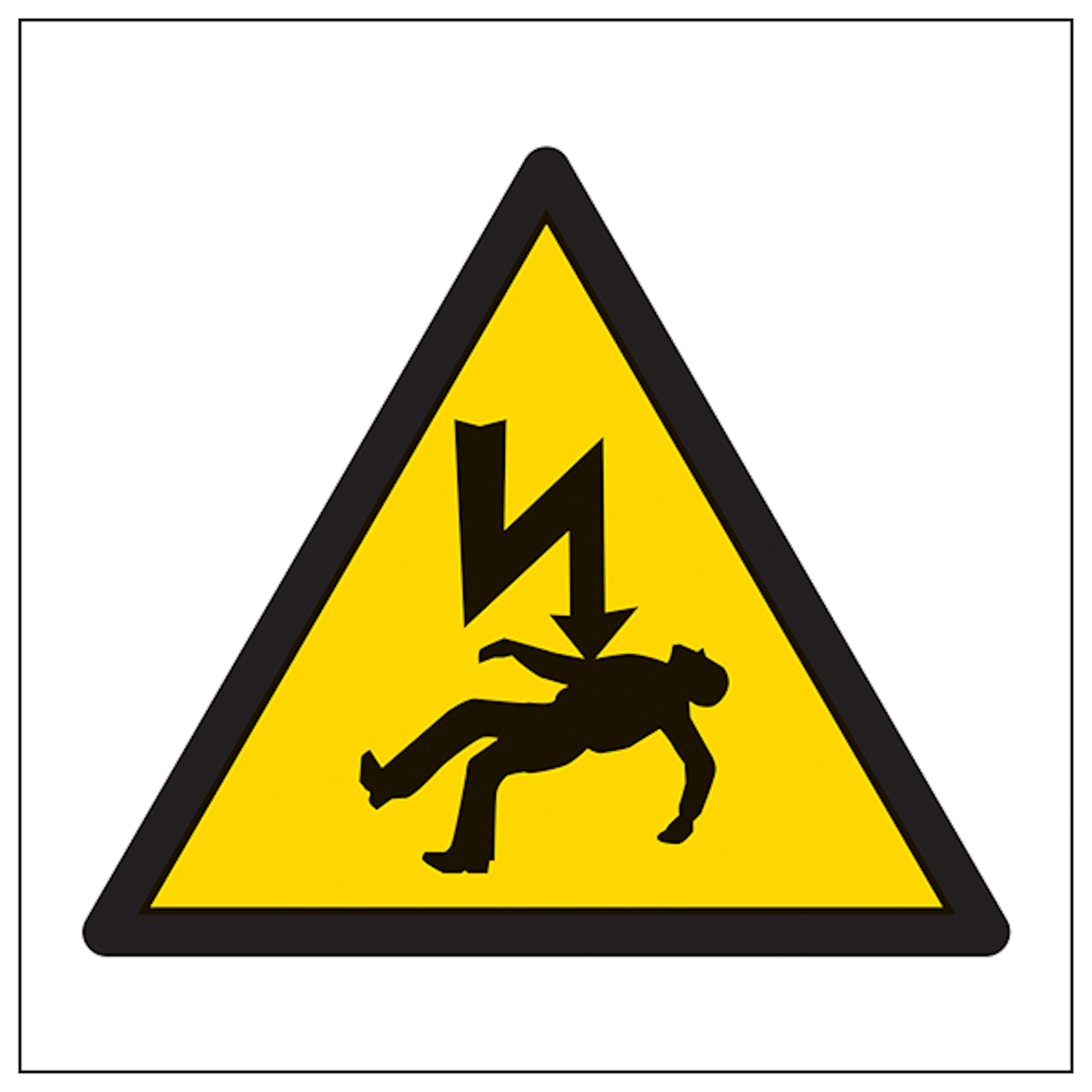 V Safety Warning Risk Of Death Symbol 100 x 100 mm - 2mm Rigid Plastic Safety Sign