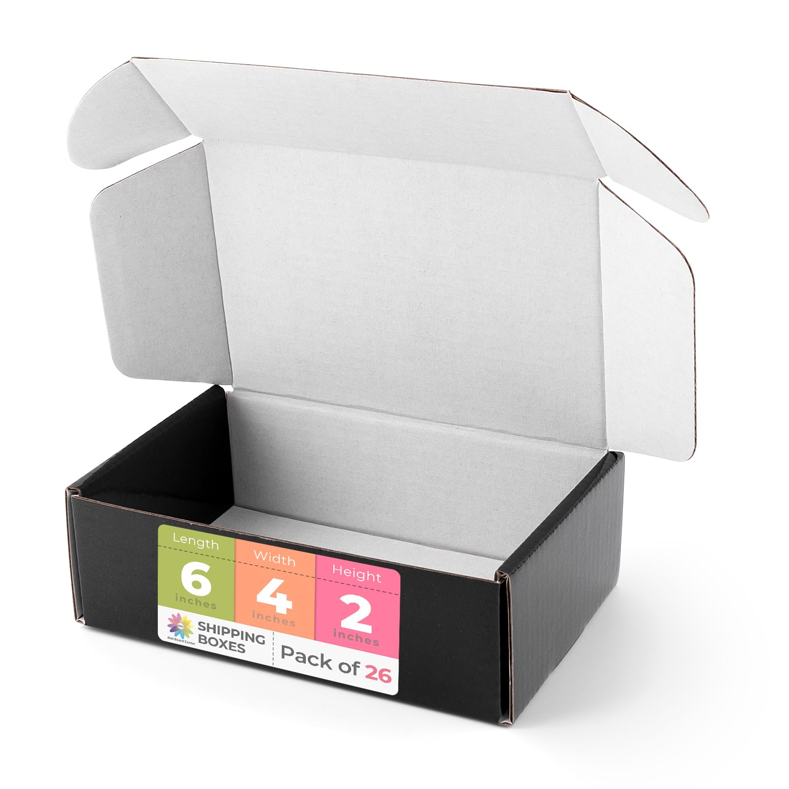 Mat Board Center, 6x4x2 Shipping Black Box, Waterproof Mailer Sturdy Box for Small Business Mailing, Cardboard Corrugated Carton, 26 Pack