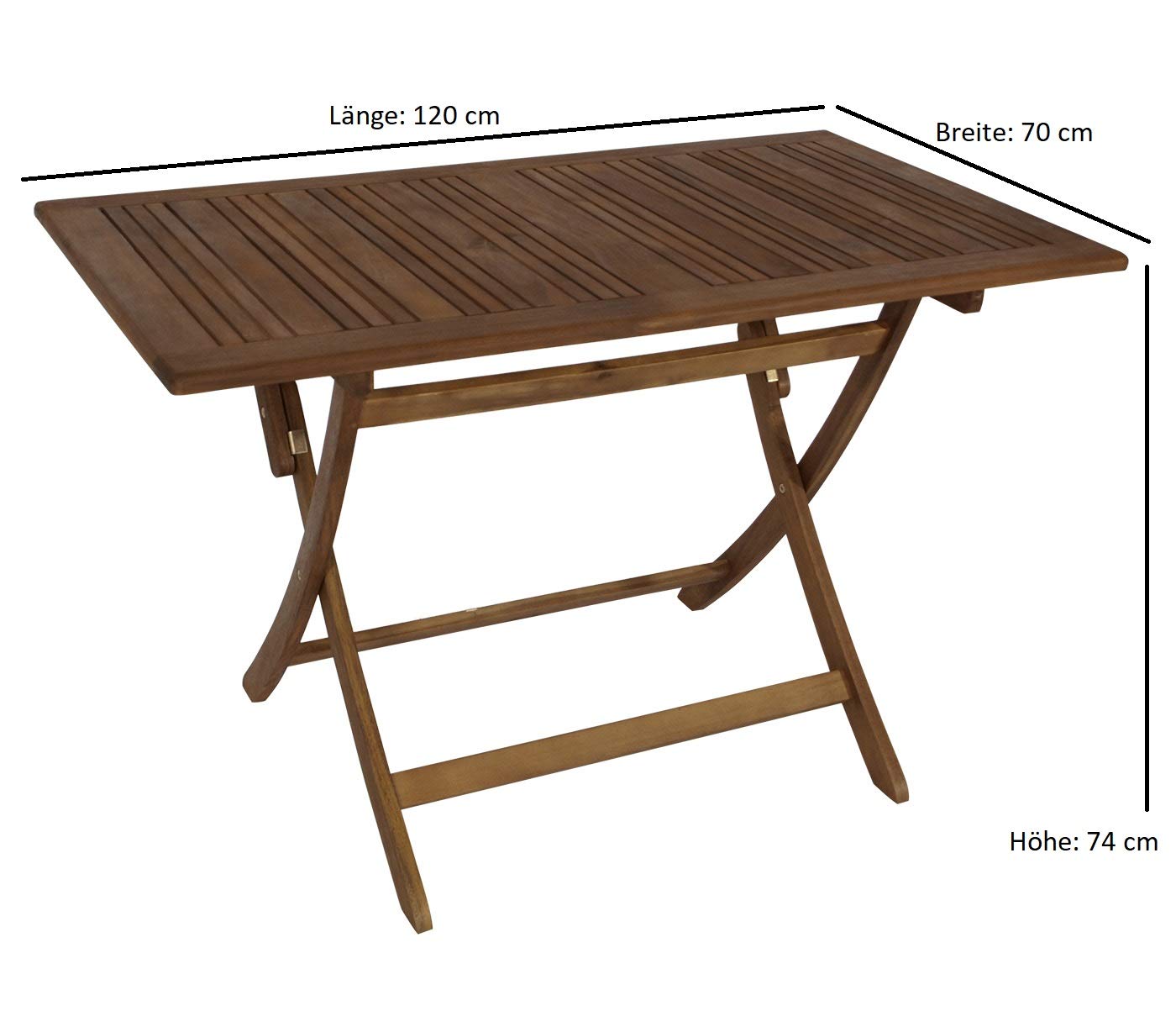 DEGAMO Gartentisch Klapptisch Maracana 70x120cm, Akazie geölt