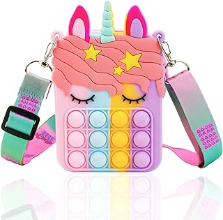 Civan Unicorn Shoulder Bag for Girls and Women, Unicorn Purse Bags, Lovely Sensory Silicone Cartoon Bag for Students Kids Unicorn Pop Sensory Popper Toys,Unicorn Gifts Toys for Girls Birthday Present