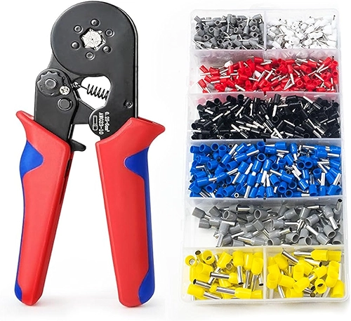 Ferramenta de crimpagem de ponteiras 0,25-6mm² Crimpador hexagonal Crimpador de terminais de fio com catraca autoajustável para terminais de fio e cabos Terminais de fio