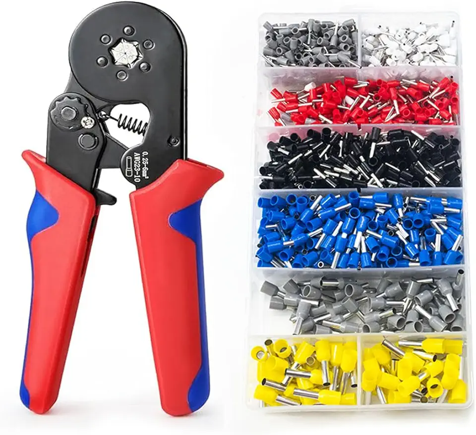 Ferramenta de crimpagem de ponteiras 0,25-6mm² Crimpador hexagonal Crimpador com catraca autoajustável para terminais de fio e cabos Terminais de fio