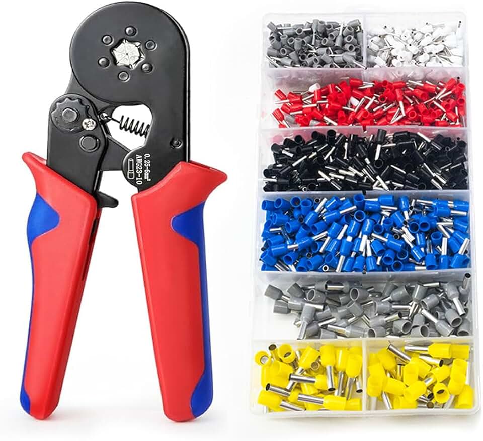 Ferramenta de crimpagem de ponteiras 0,25-6mm² Crimpador hexagonal Crimpador com catraca autoajustável para terminais de fio e cabos Terminais de fio