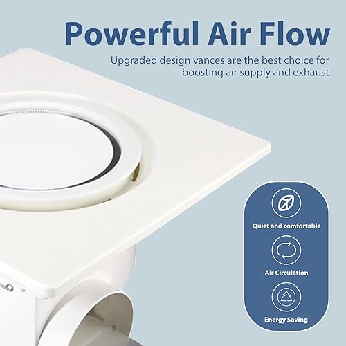 Miniatura 2 de AmaCielo Extractor de baño con luz, ventilador de ventilación de baño, ventilador de baño silencioso 1.0 Sones 110 CFM, ventilador de ventilación de