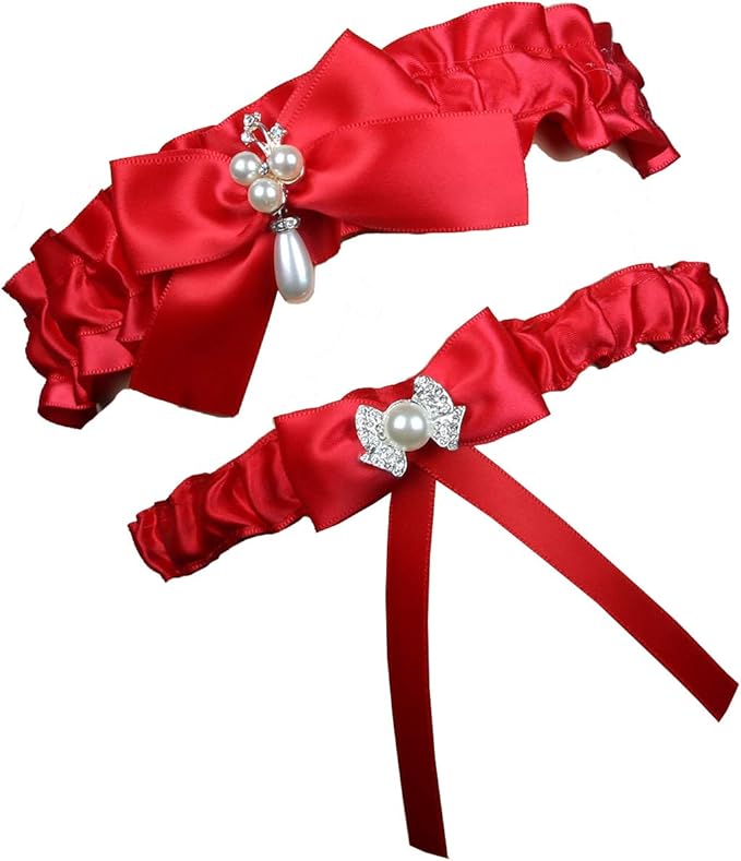 Wedding Garters for Bride Belt Series Pearls Ribbon