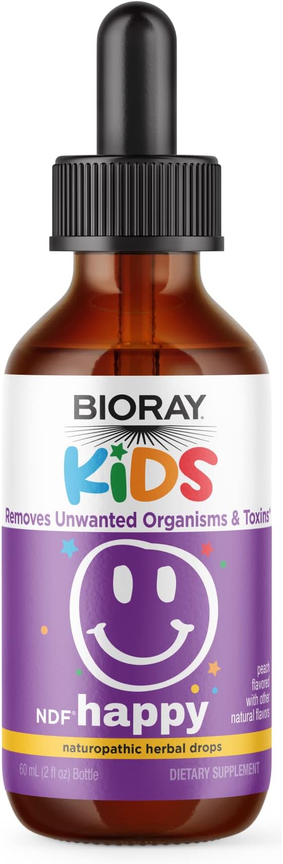 Kids NDF Happy, Peach - 2 fl oz - Removes Unwanted Organisms That Can Trigger Irritability - 1-2 Month Supply