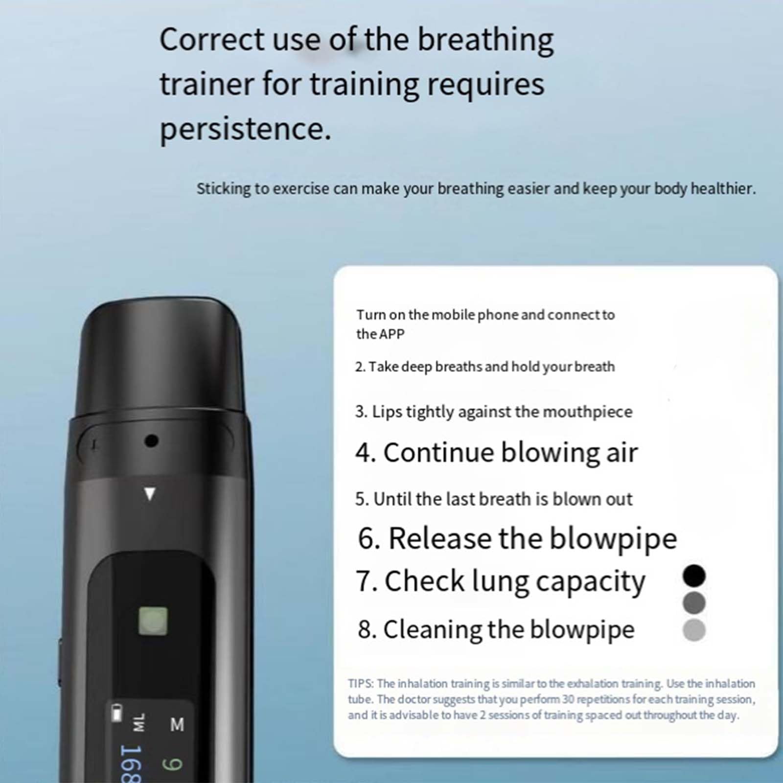 Breathinex Inex Air Trainer - Entrenador De Respiración Inteligente, Mejora Capacidad Pulmonar Y Control