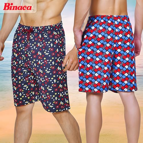 Image of Binaca Trendzz Printed Men's Bermuda Shorts with Zipper Pocket: Pack of 1, Perfect for Gym, Running, Cycling, Beach | Random Prints & Colours