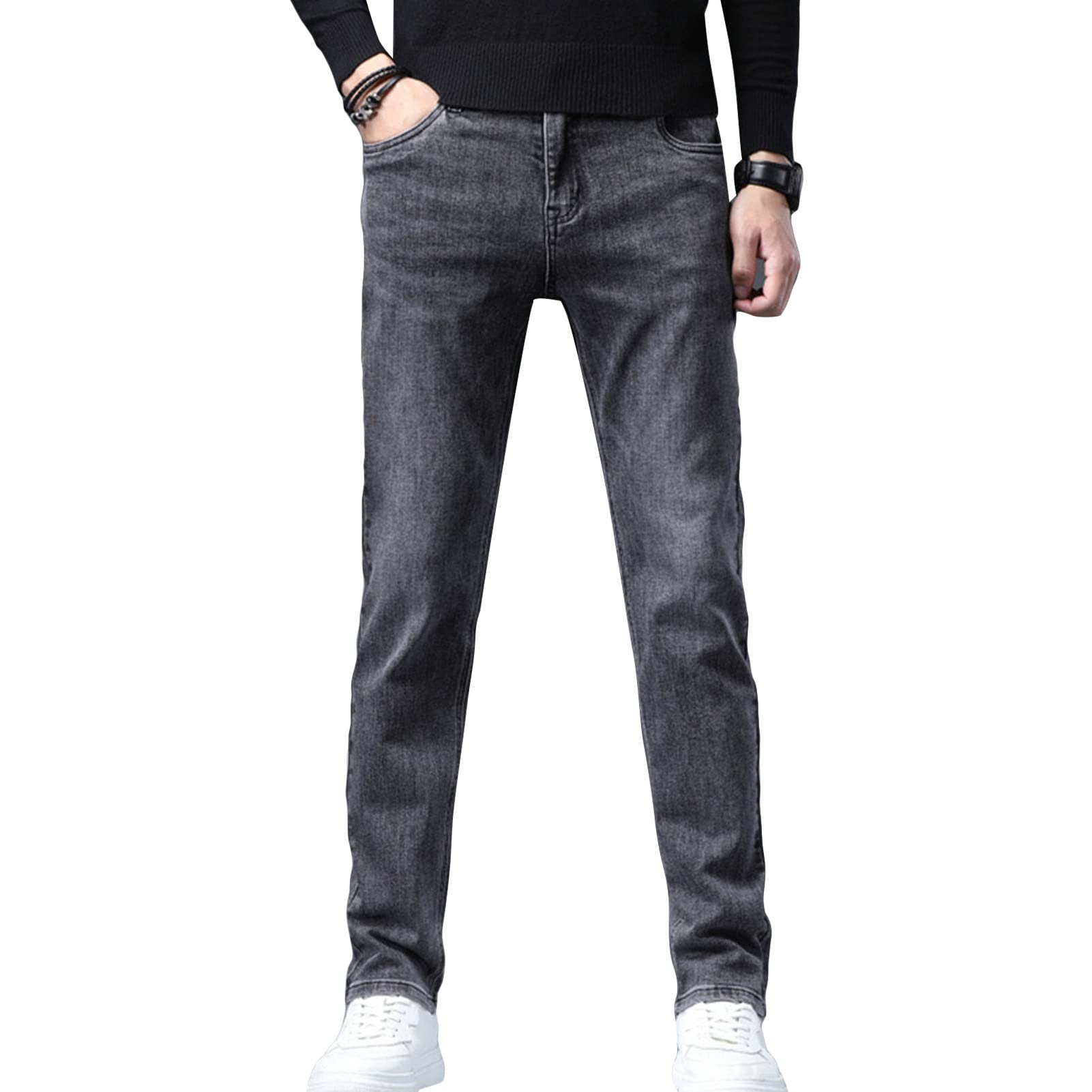 Skinny Slim Fit Jeans for Men Classic Retro Comfy Stretch Denim Pants Casual Vintage Washed Tapered Leg Jean