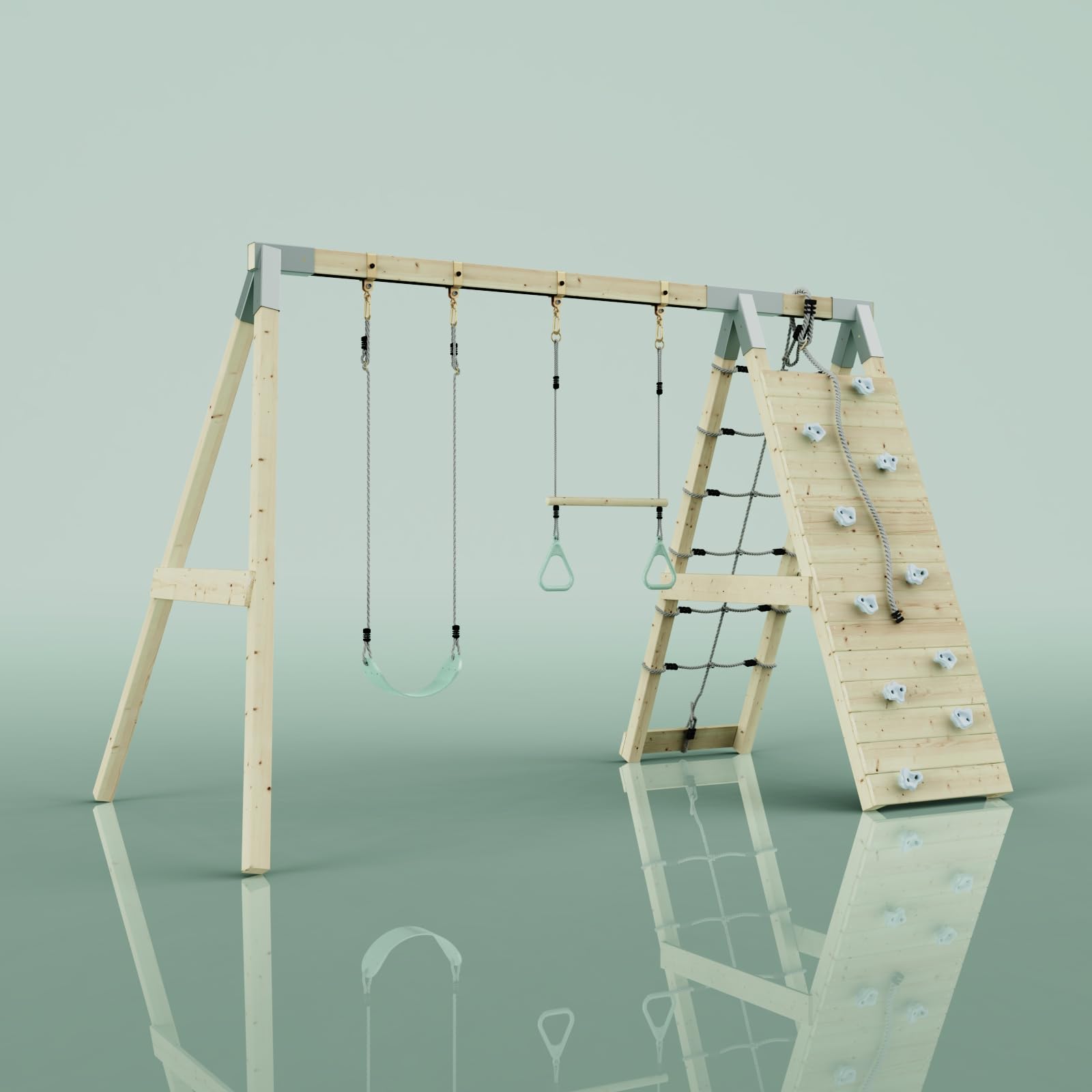 PolarPlay Klettergerüst Waschbär aus Holz in Grün
