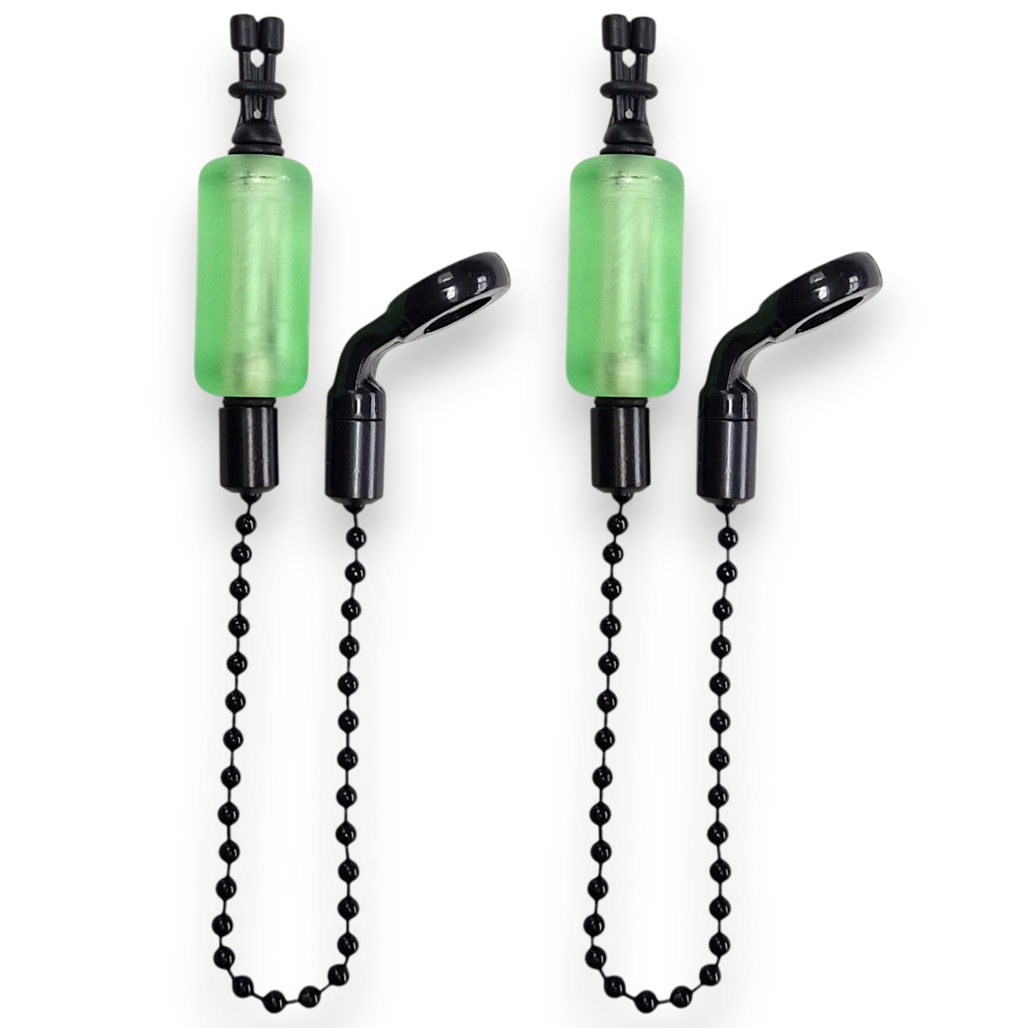 TJR Tackle 2 x Pro Ace III Bite Indicators Bobbins Short 15cm Chain For Fishing Bite Alarms 6 Translucent colour options (Translucent Green)