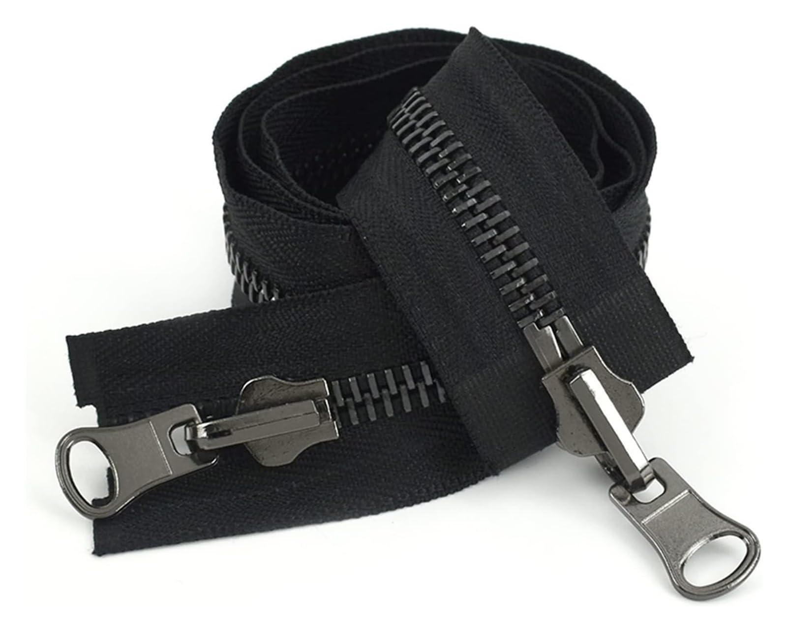 Zipper Metalowy dwustronny otwarty dwukierunkowy obrotowy zamek błyskawiczny 5# 8 70-100 cm Wielokolorowy dla majsterkowiczów(Black Gun Black,8# 90cm)