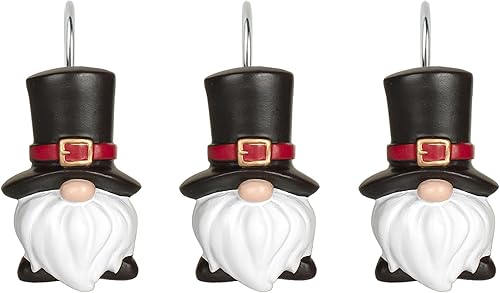 Miniatura 2 de Sunlit Ganchos de cortina de ducha de Navidad, anillos de cortina de ducha de gnomo, decoración navideña de resina pintada a mano, decoración de