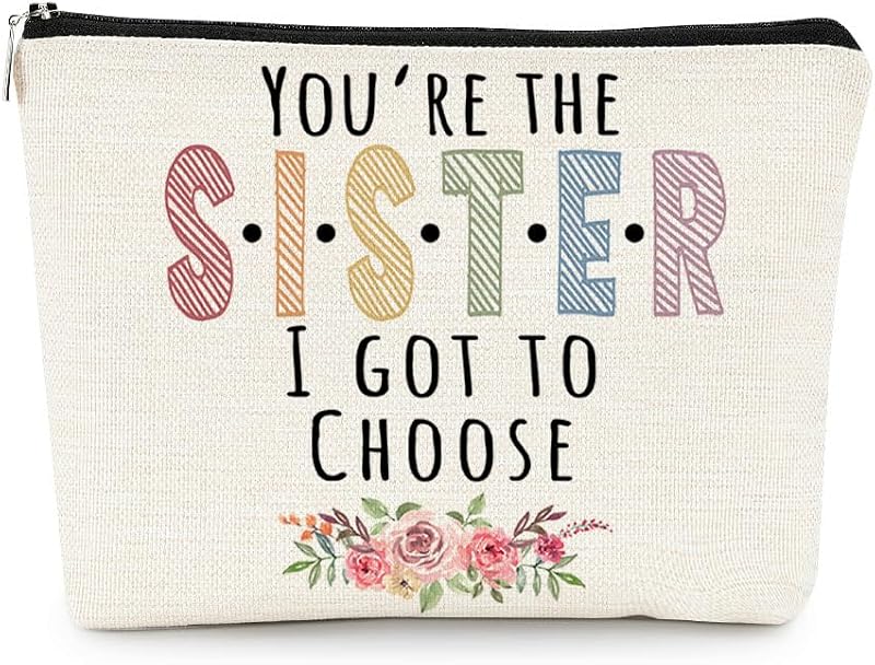 Necessaire de Maquiagem EXUQO Sister-A com Zíper, Estampa de Letras, 1 Unidade