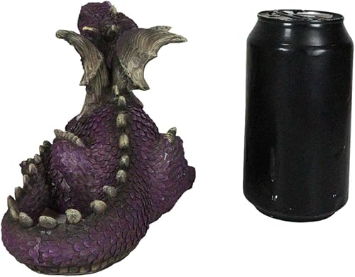 Miniatura 7 de Ebros Gift Fantástica figura de dragón de jardín cómico morado en reposo, 8.25 pulgadas de largo, lindo bebé Drake Calabozos y dragones Escultura de