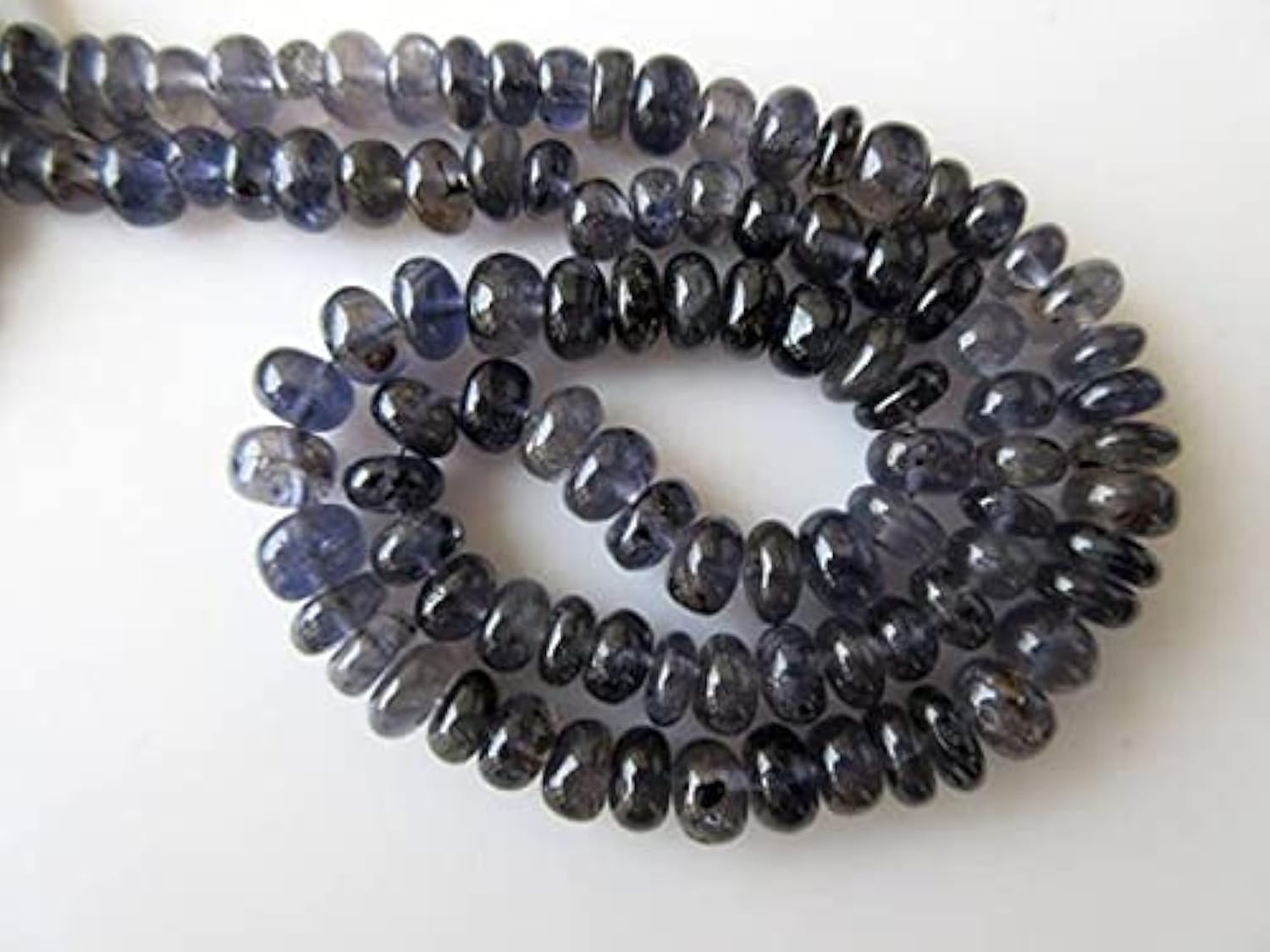 Perles iolite rondelle lisses de 7-7.5mm pour création de bijoux de 40cm