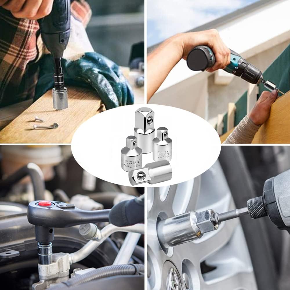 4 Pezzi Set di Adattatori Adattatore per Bussola da Adattatori Portainserti Chiave Set Acciaio al Cromo per Chiavi di Riparazione per Automobili