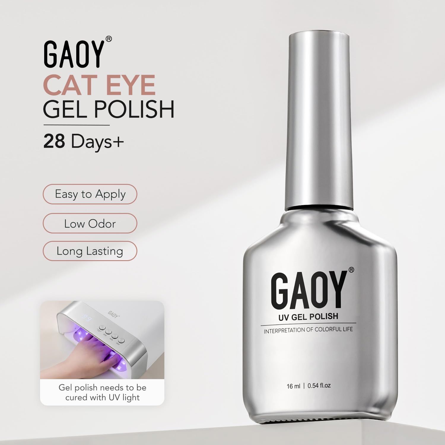 GAOY Pink Glassy Cat Eye Gel Nail Polish, 16ml Holographic Glitter Jelly Nail Polish with Magnet, Reflective Translucent UV Gel for Manicure Art DIY, 4134 Berry Blush