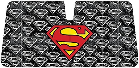 Infinity Stock DC Comics Superman Front Auto Windshield Sun Shade Universal Size Fit 58" x 27" - Windshield Car Truck SUV & Van Sunshade - Interior Accessories (Superman Red Shield)