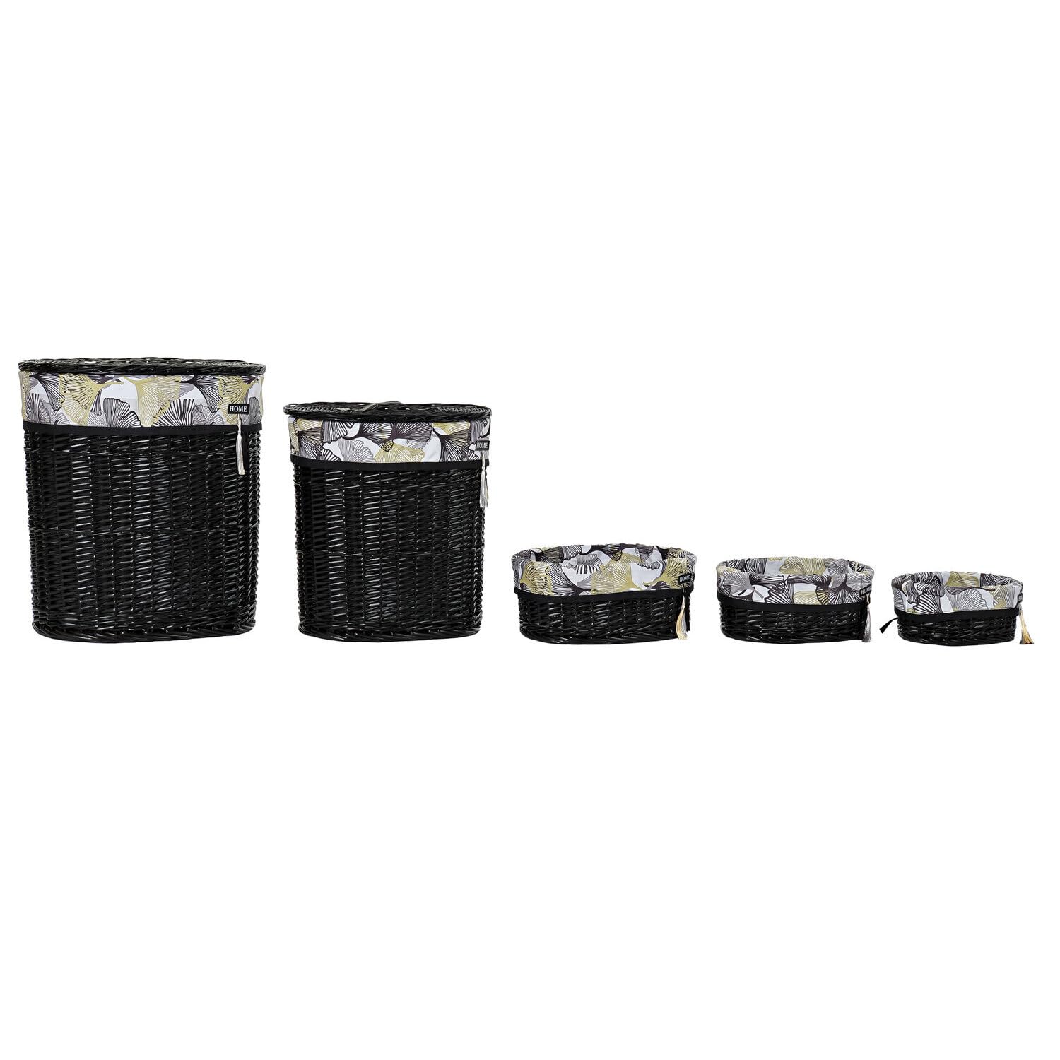 CESTA ROPA SET 5 MIMBRE ALGODON 51X37X56 NEGRO