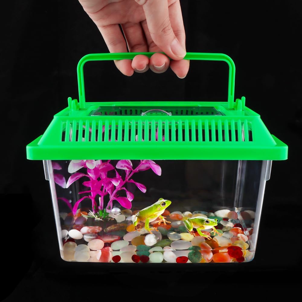 10 Pack Plastic Reptile Carrier Tarantula Enclosure Snake Breeding Box Hatching Container for for Bearded Dragon Lizard Spider Fish Turtle Hermit Crab (7 x 4.3 x 4.3 Inch)