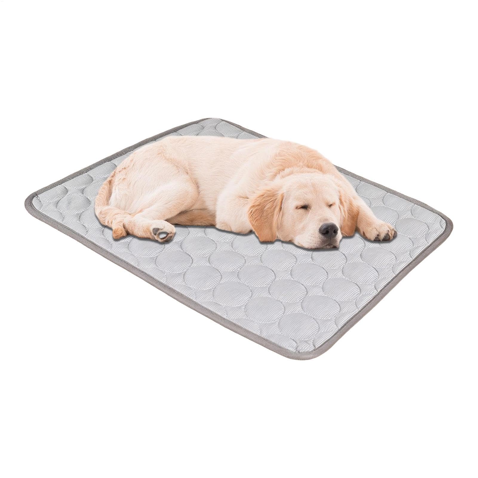 Dog Cooling Mat Large 100x75cm Washable Pet Cool Blanket for Summer, Reusable Ice Silk Cooling Pad for Large Medium Cats Dogs, Portable Crate Mat for Car Seats Floors Bedding