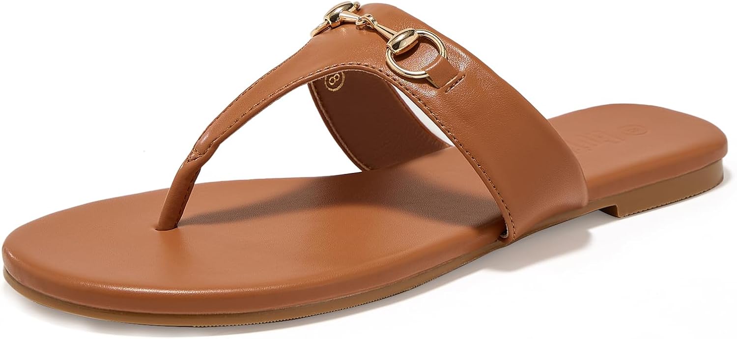 Women's Flat Sandals Metal Chain Flip Flops Summer Comfortable Slip on Slippers Dressy Shoes