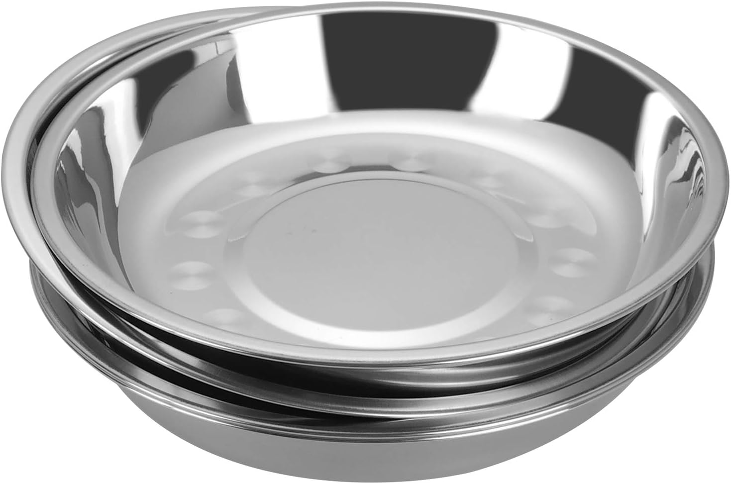 Nesmilers 4 Packs Camping Plates, Stainless Steel Dinner Plates