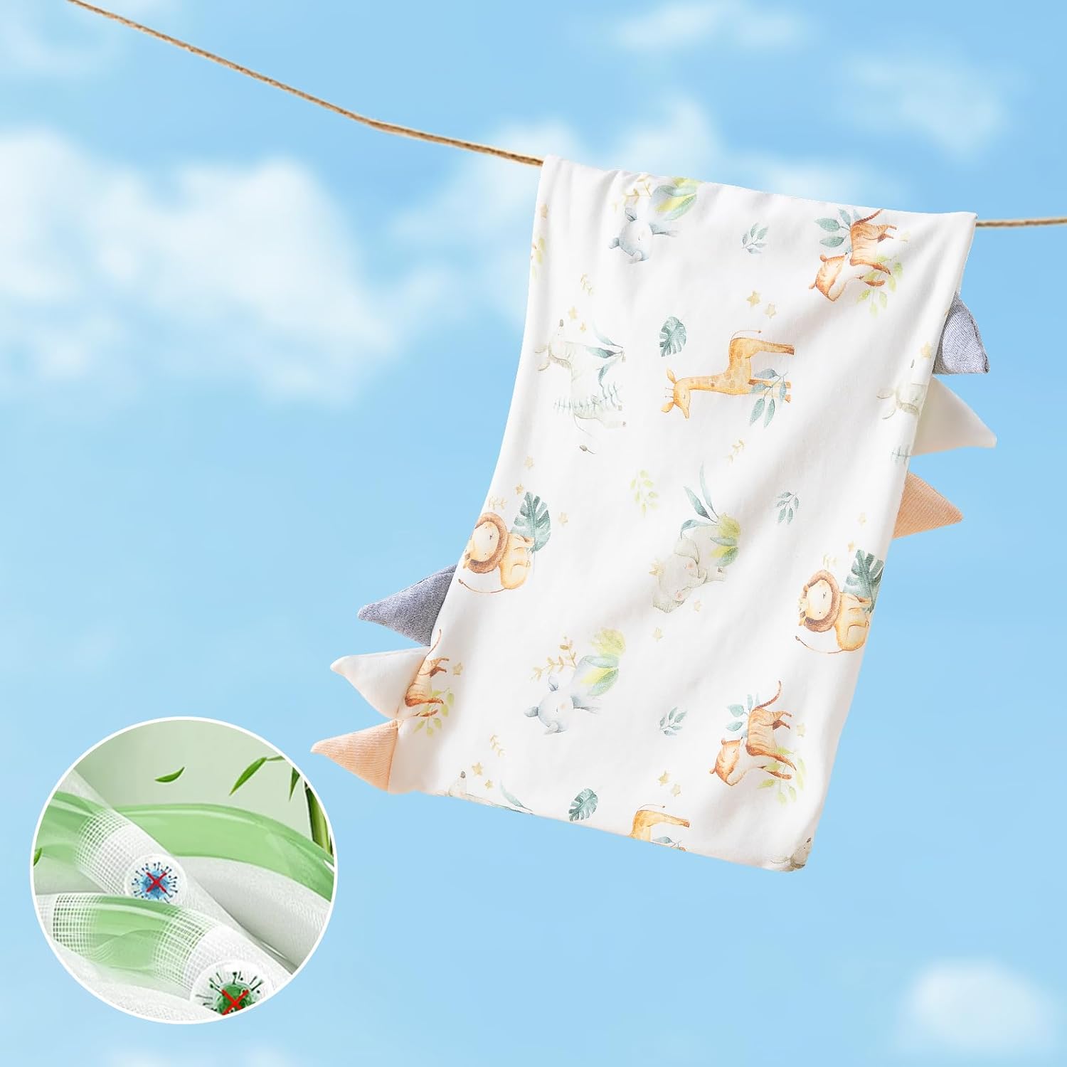 Baby Decorative Pillow, Printing Design, Cartoon Design Pillow, Made of Bamboo Cotton, Removable (Forest Park, 19 * 38cm)