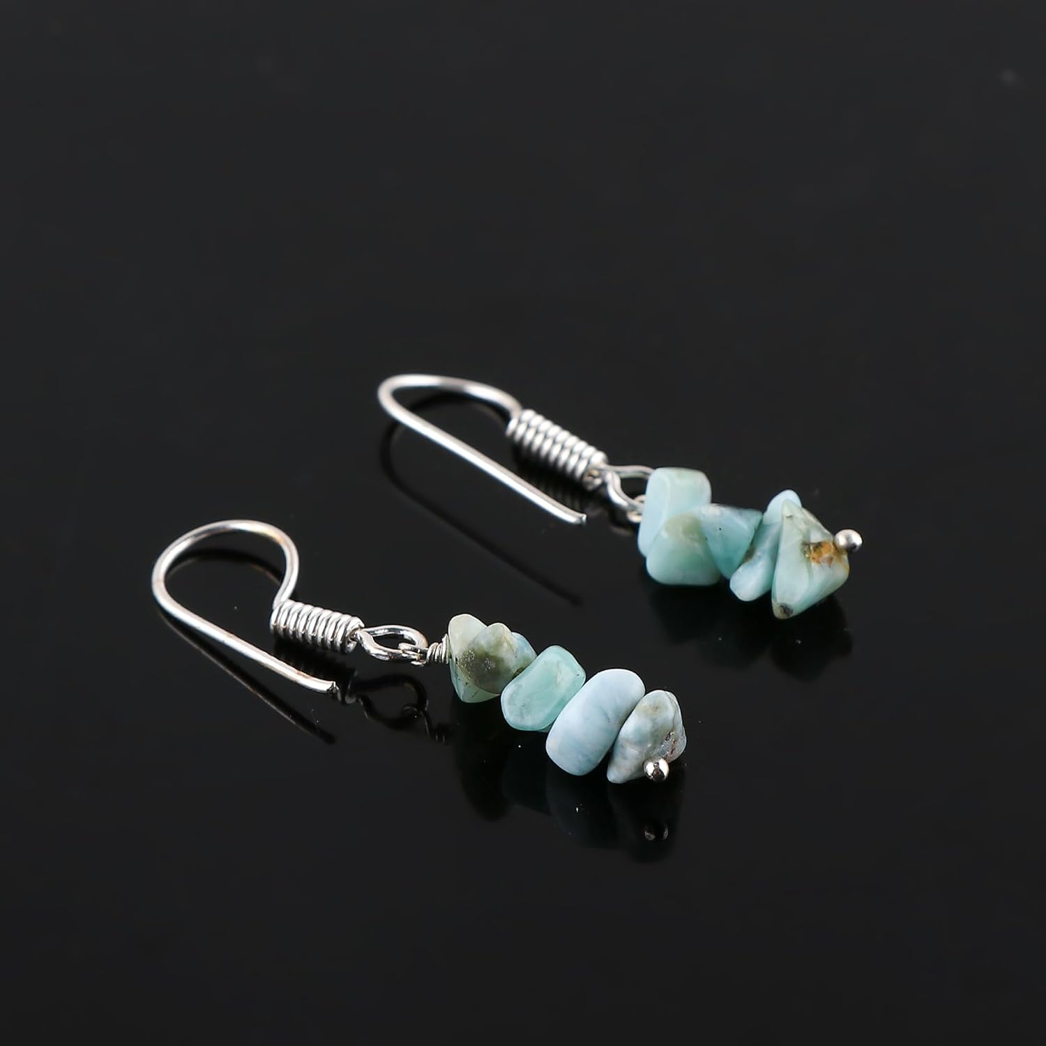 Gemstone Chips Dangling Earrings, Stone 2-3 MM, Silver Plated, Handmade Jewelry, Chakra Healing Crystals, Polished Nuggets Stones, Women Earrings, Gemstone Jewellry - Image 4