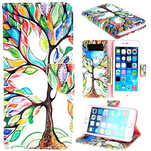 iPhone 6 Plus Case,iPhone 6 Plus Cases,iPhone 6 Plus Leather Case,iPhone 6 Plus Wallet Case,Canica [Tree Leaf] Printed PU [Wallet] Cover For [iPhone 6/6S Plus 5.5