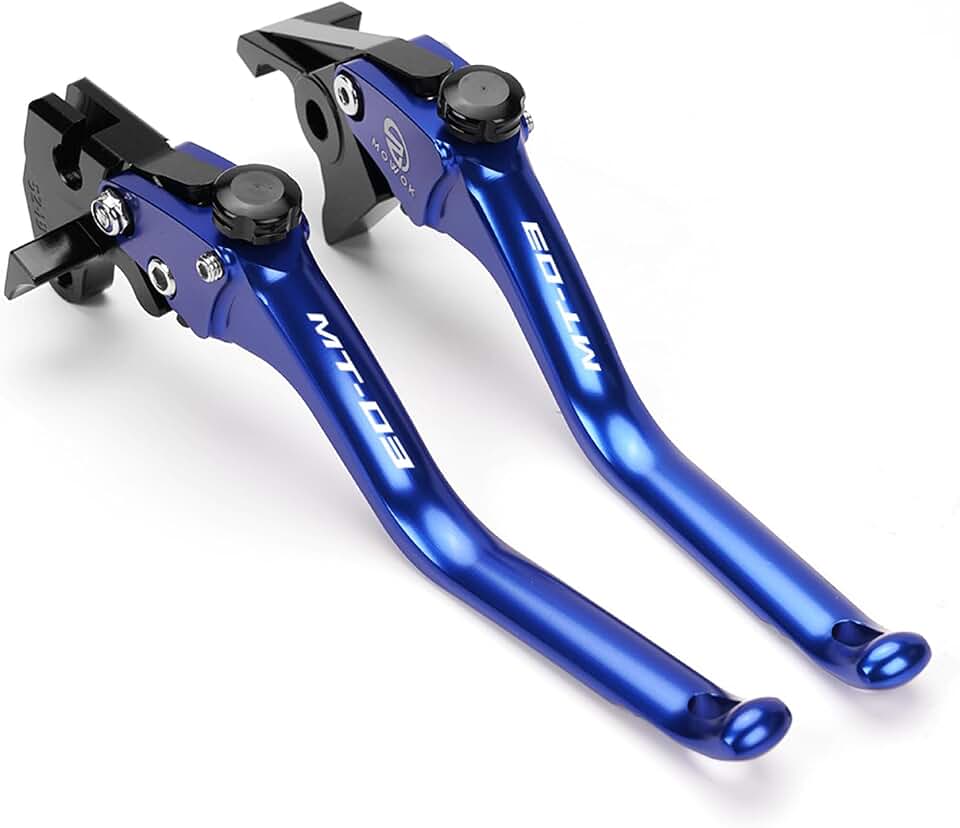 MOWOK Alavancas de embreagem de freio CNC para motocicleta para Yamaha MT03 MT-03 2015 2016 2017 2018 2019 2020 2021 2022 2023 2024 2025 (azul)
