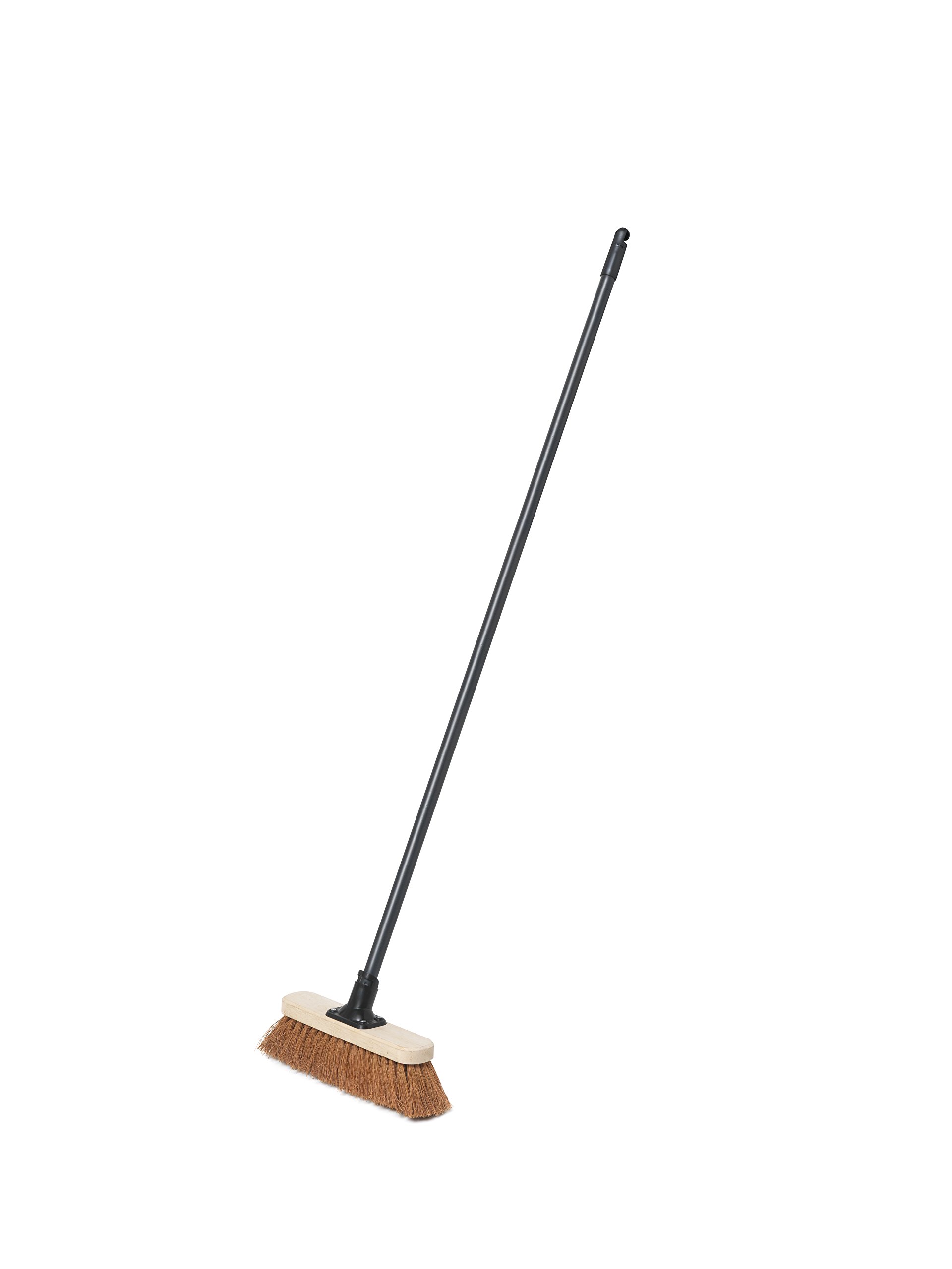 Addis Essentials Wooden Outdoor Complete Broom with Metal handle, Soft Natural Coco Bristles, 27.5cm (10.3/4") head, Natural/Black 10 x 29 x 127 cm