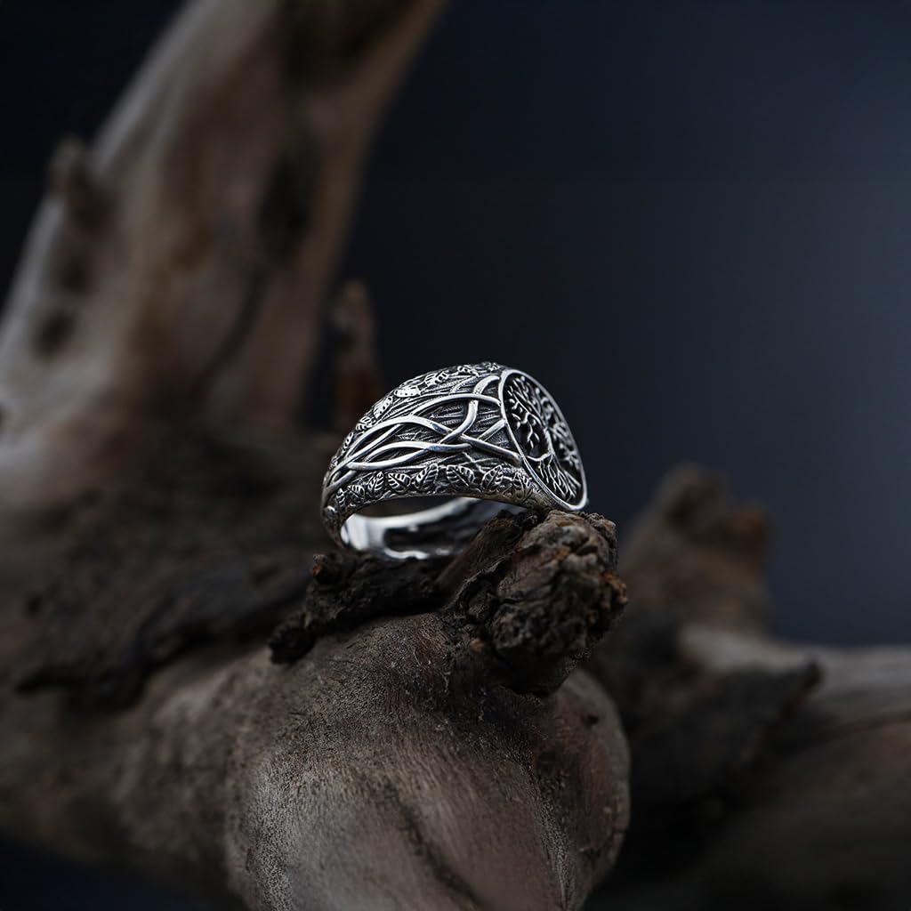 David Black Solid 925 Sterling Silver Tree of Life Ring – Unisex Men Ring & Women Ring – Gift for Him & Her, Promise Ring (4 Styles)