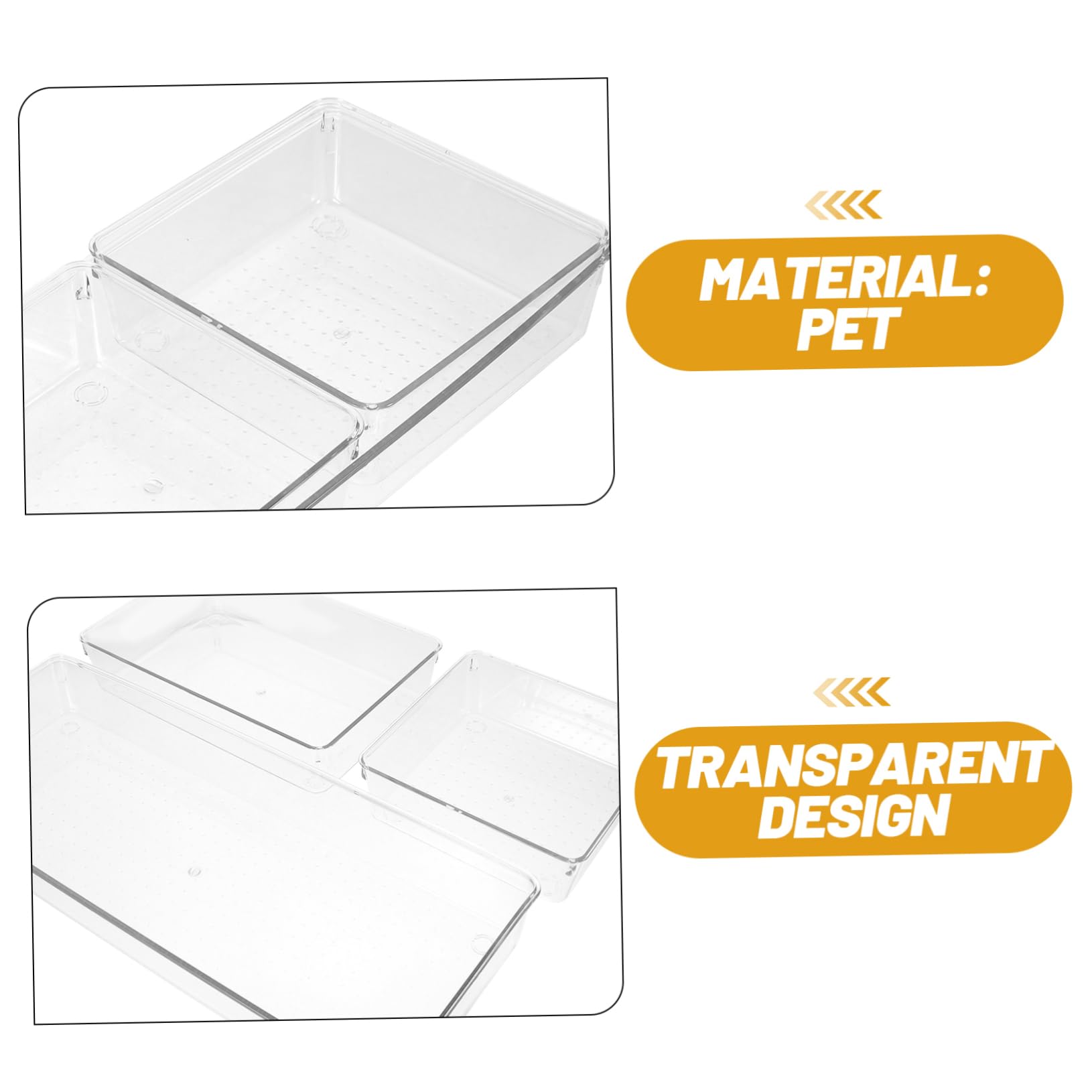 Contenitore Organizer da Cassetto 6 Pezzi Pet Trasparente Scomparti | Inserimento Interno Modulare, Design Semplice e Lineare, per Ordine su Scrivania e Cancelleria
