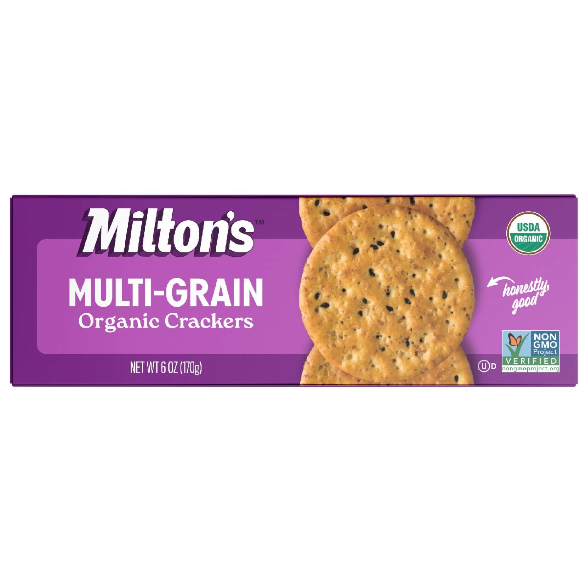 Milton's Organic Crackers, Multi-Grain - Certified Organic, Non-GMO Project Verified, Kosher, Made With 4 Whole Grains & 3 Seeds, Great for Charcuterie Boards - 6 Oz